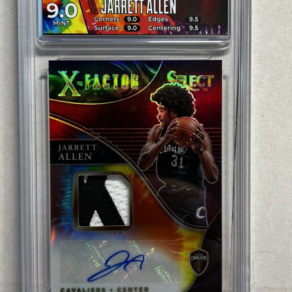 2020-21 Panini Select Jarrett Allen X-Factor Signatures XF-JAL Tie-Dye #3/25 HGA